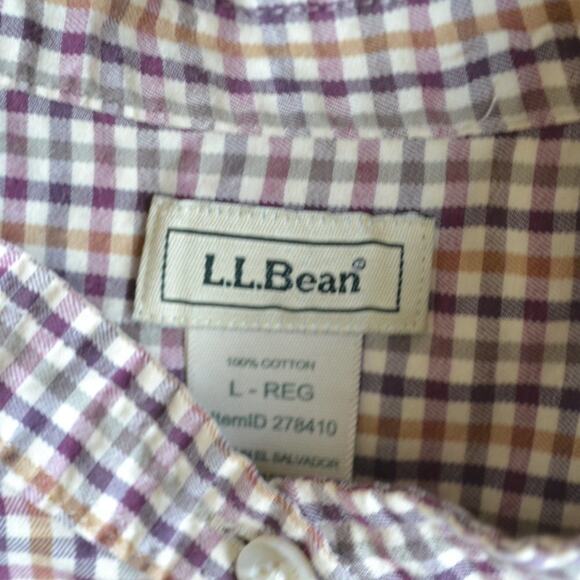 LL Bean Button Down Shirt Plaid - Picture 3 of 4